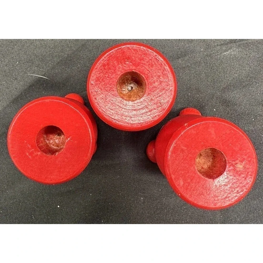 Three Scandinavian Red Candlestick Taper Candle Holders Sweden Nordic Vintage - Picture 2 of 3